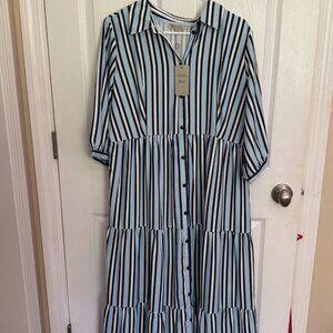 Kimi + Kai Maternity "Ruby" Nursing Maxi Shirt Dress Women's Size Large